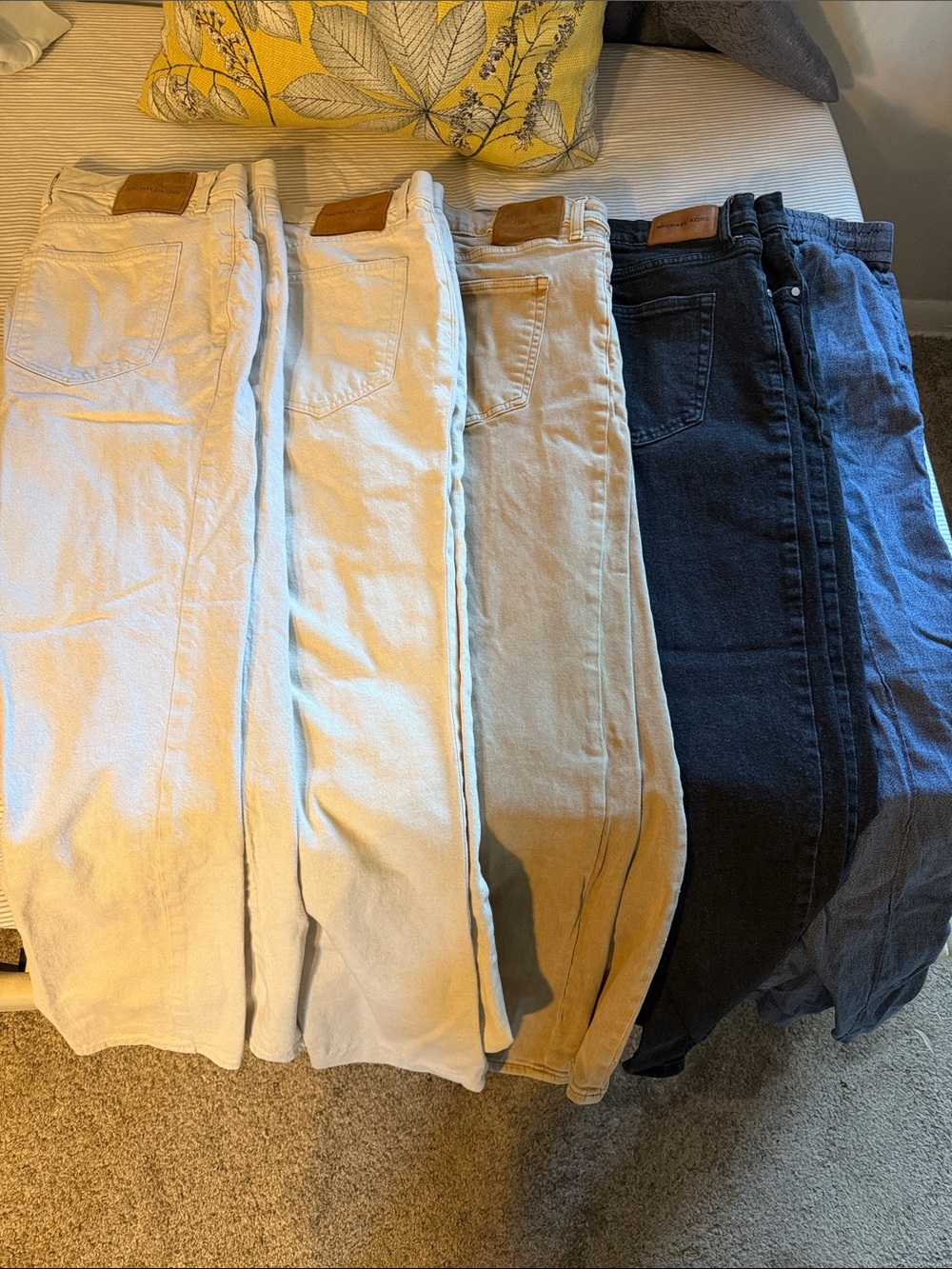 Michael Kors Straight-Leg Jeans Set in Cream, Tan, Black, Blue